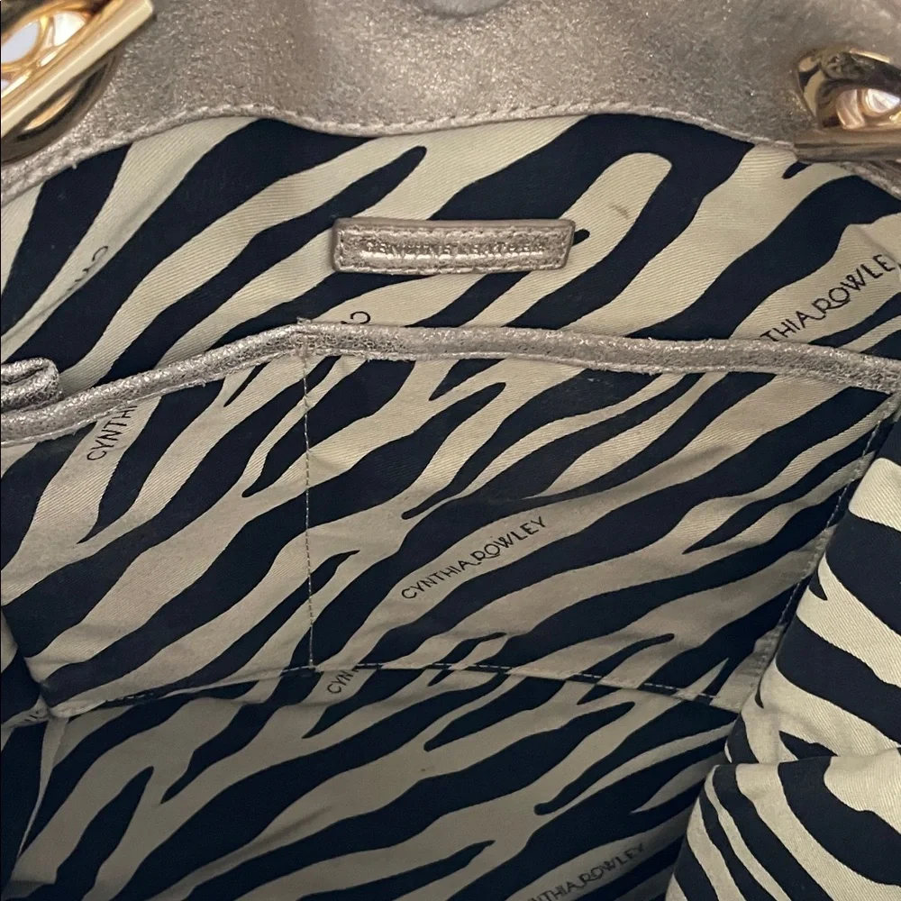 Cynthia‎ Rowley Metallic Gold Tote with Black Handles